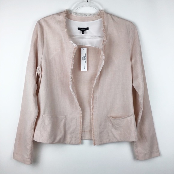 Anthro Drew Pink Linen Blend Blazer l Small - Picture 1 of 8